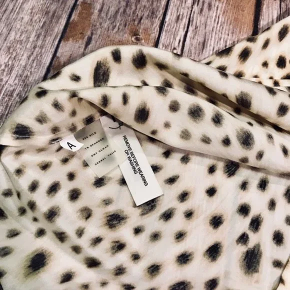Ann Taylor silk leopard spot drape neck blouse 5 for $25 - Picture 5 of 5